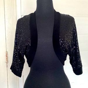 B. Darlin black sparkly sequin crop shrug size M